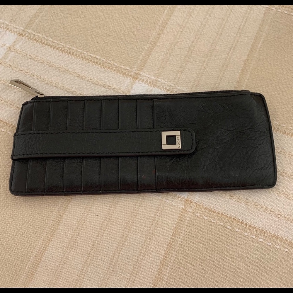 LODIS black leather 8 credit card holder